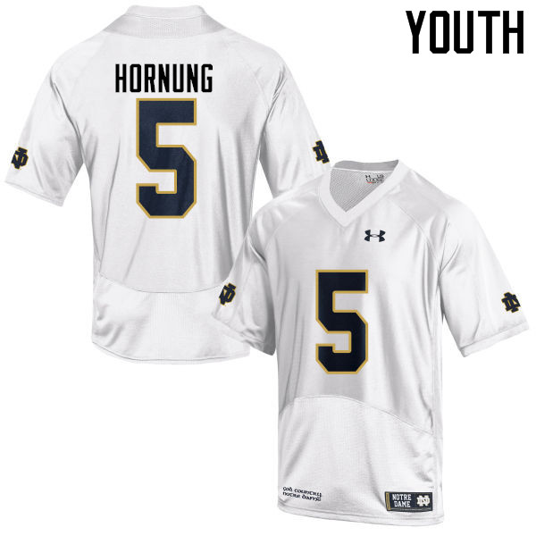 Youth NCAA Notre Dame Fighting Irish #5 Paul Hornung Stitched College Under Armour Authentic White Football Jersey GY10B51AE